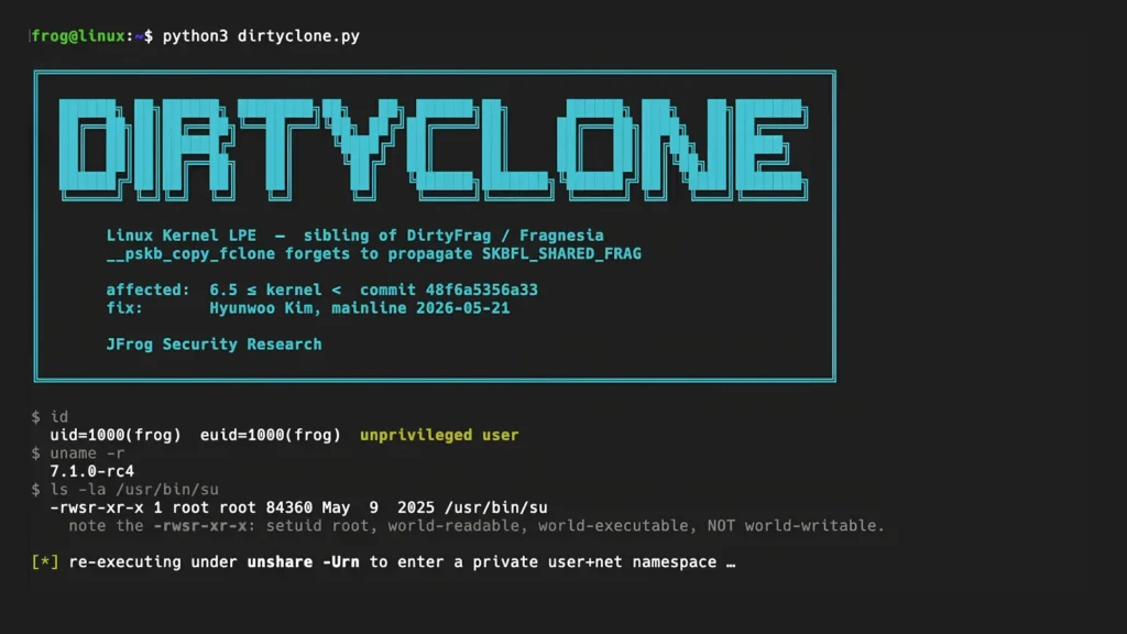 new-dirtyclone-linux-vulnerability-allows-attackers-to-gain-root-access-via-cloned-packets