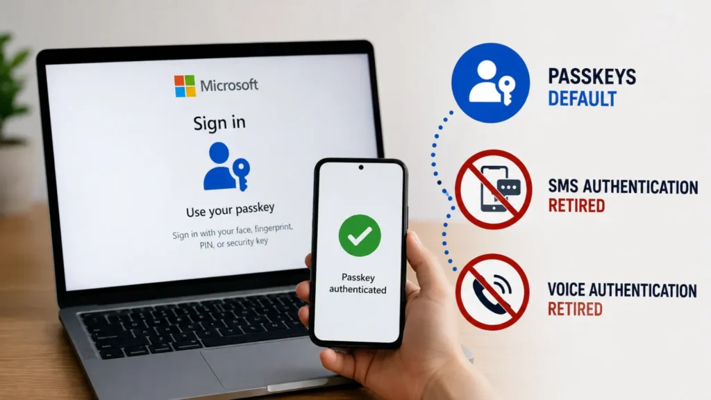microsoft-to-make-passkeys-default-in-entra-id-and-retires-sms-and-voice-authentication